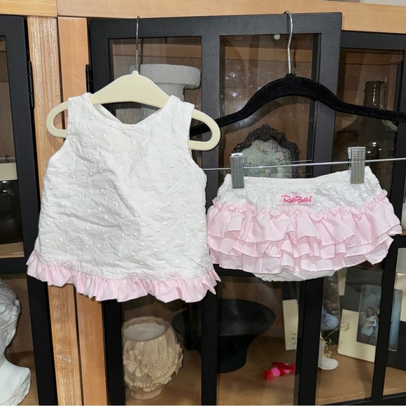 RuffleButts Matching Bow set Swiss Dot Swing Top Bloomers shorts baby girl dress - Picture 8 of 8